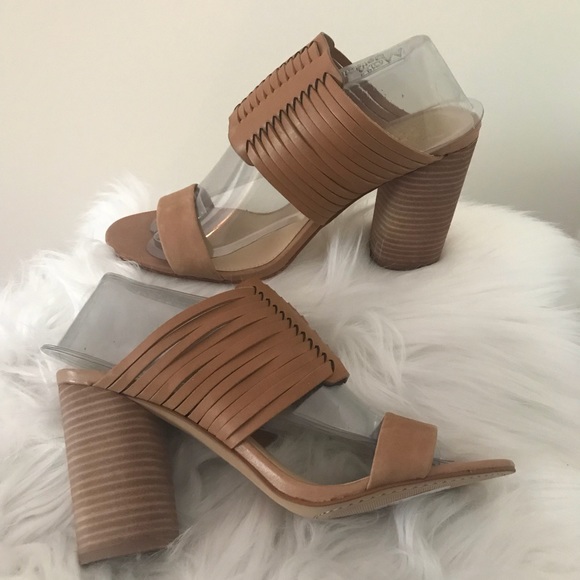 Size 8.5 Black VC-ASTAR Women Vince Camuto Astar Woven Block-Heel Sandals